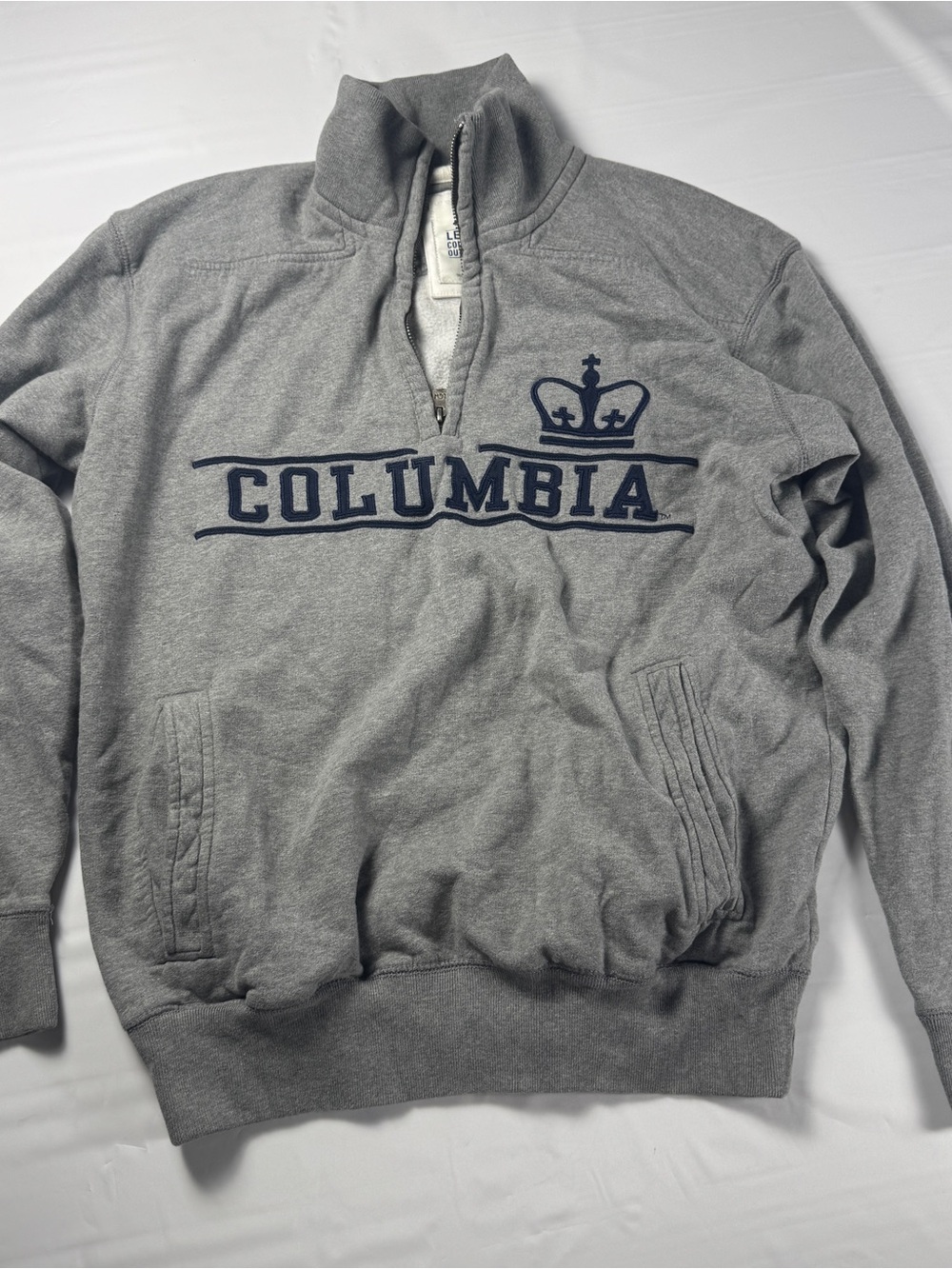 Vintage 2014 Columbia University League Sweatshirt M 1/4 Zip Fleece Gray EUC